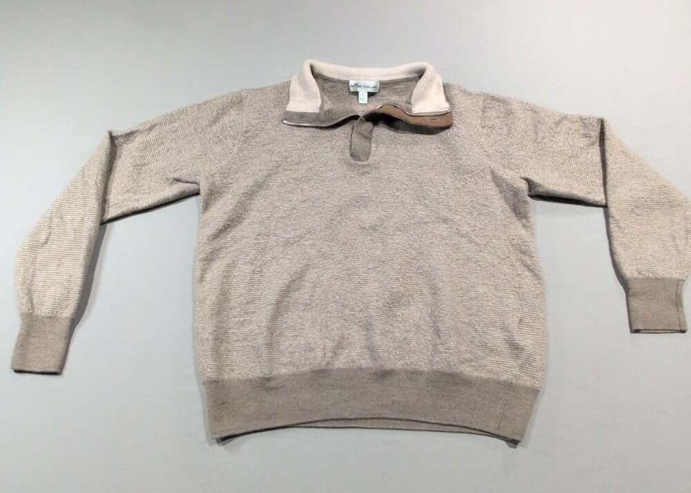 Peter Millar 1/4 Zip Sweater Size L Grey Collared Pullover Knit Boys Youth Large